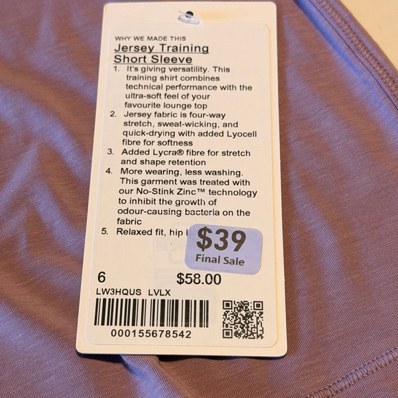 NWT Lululemon Jersey Training Short-Sleeve Shirt Lavender Lux Size 6 - Picture 7 of 7
